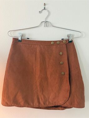 La Hearts Rust Orange Wrap-Style Mini Skirt